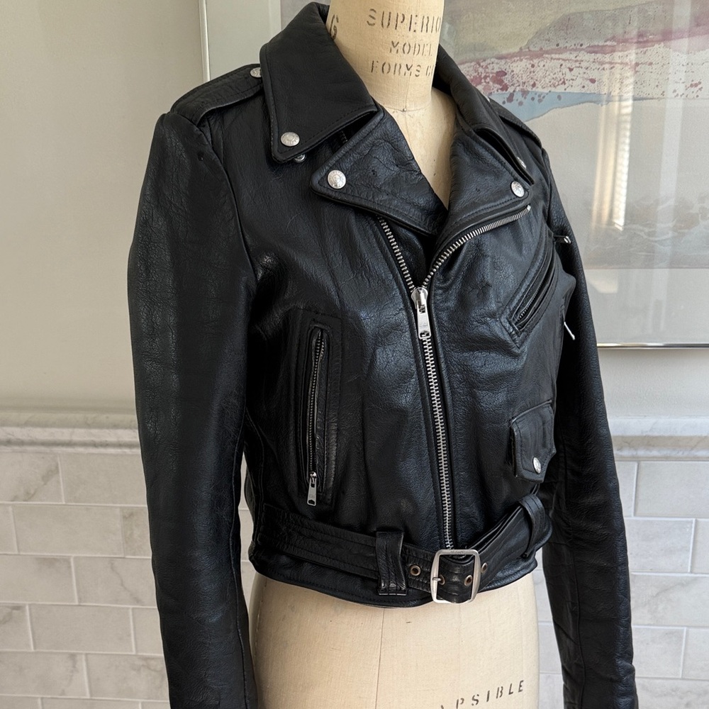 Re/Done Black Leather Moto Jacket - Picture 9 of 17